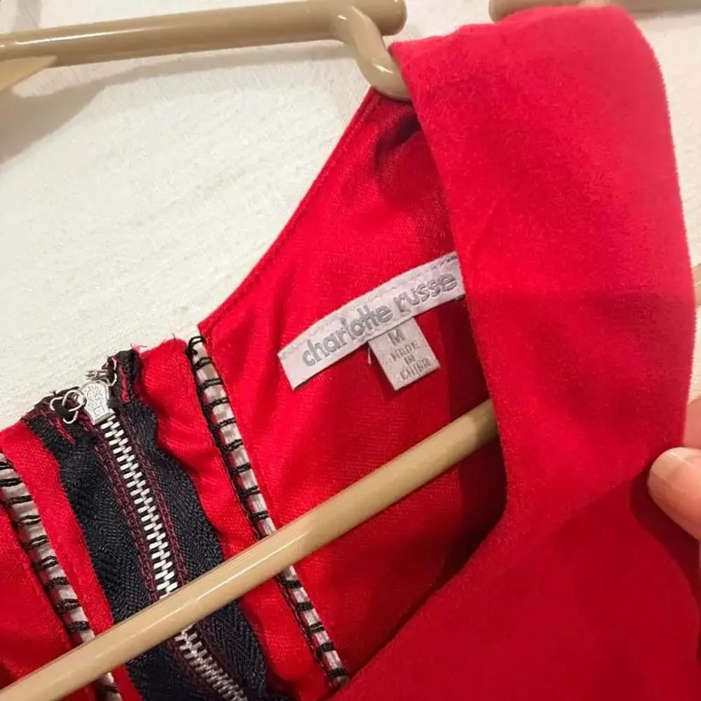 Charlotte Russe Red Crop Top with Black Trim Size M